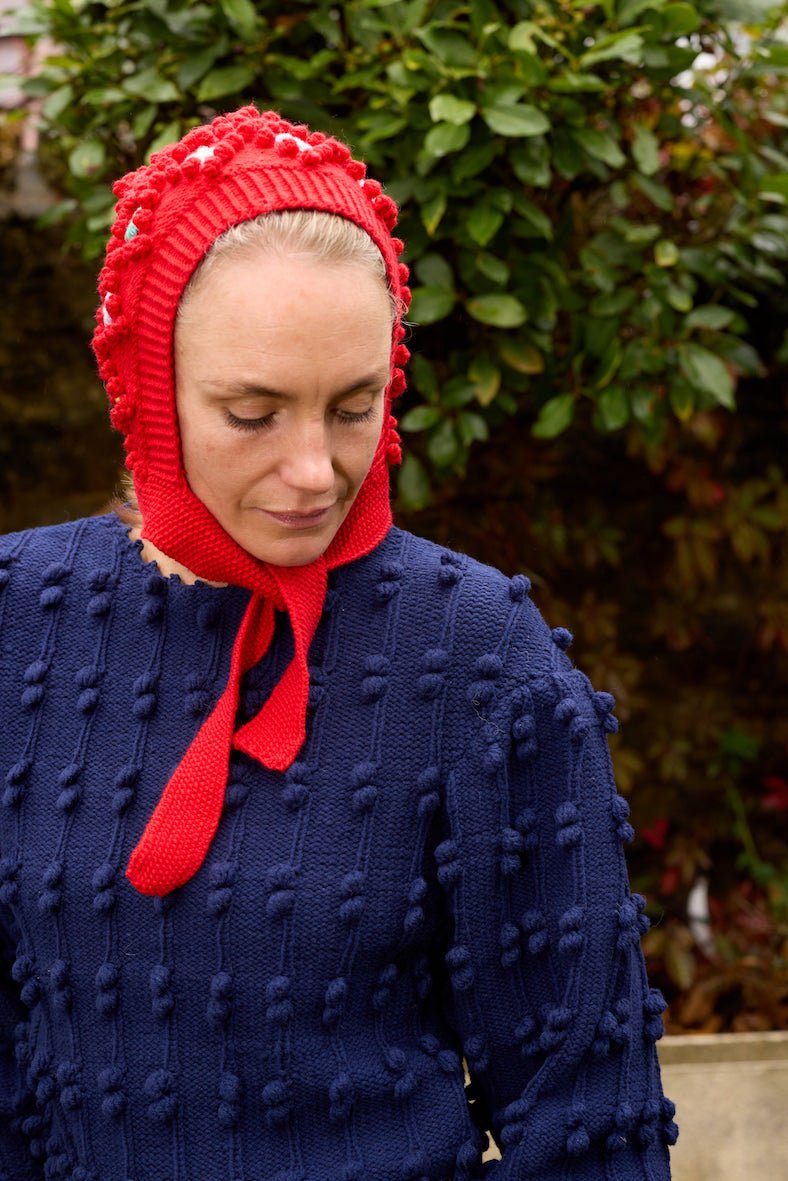 LAURA Tie - Down Bonnet in Red - MICHAELA BUERGER