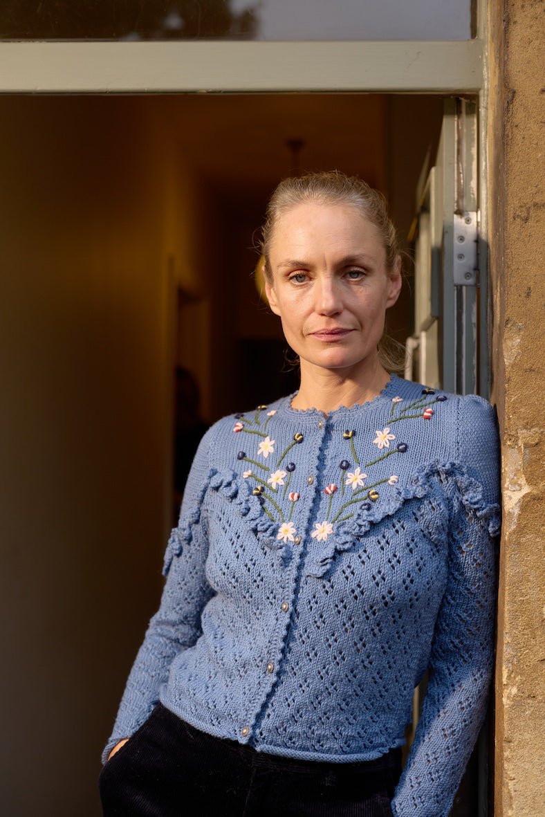 Adalind Cardigan – Handknit Lambswool in Ice Blue | Michaela Buerger