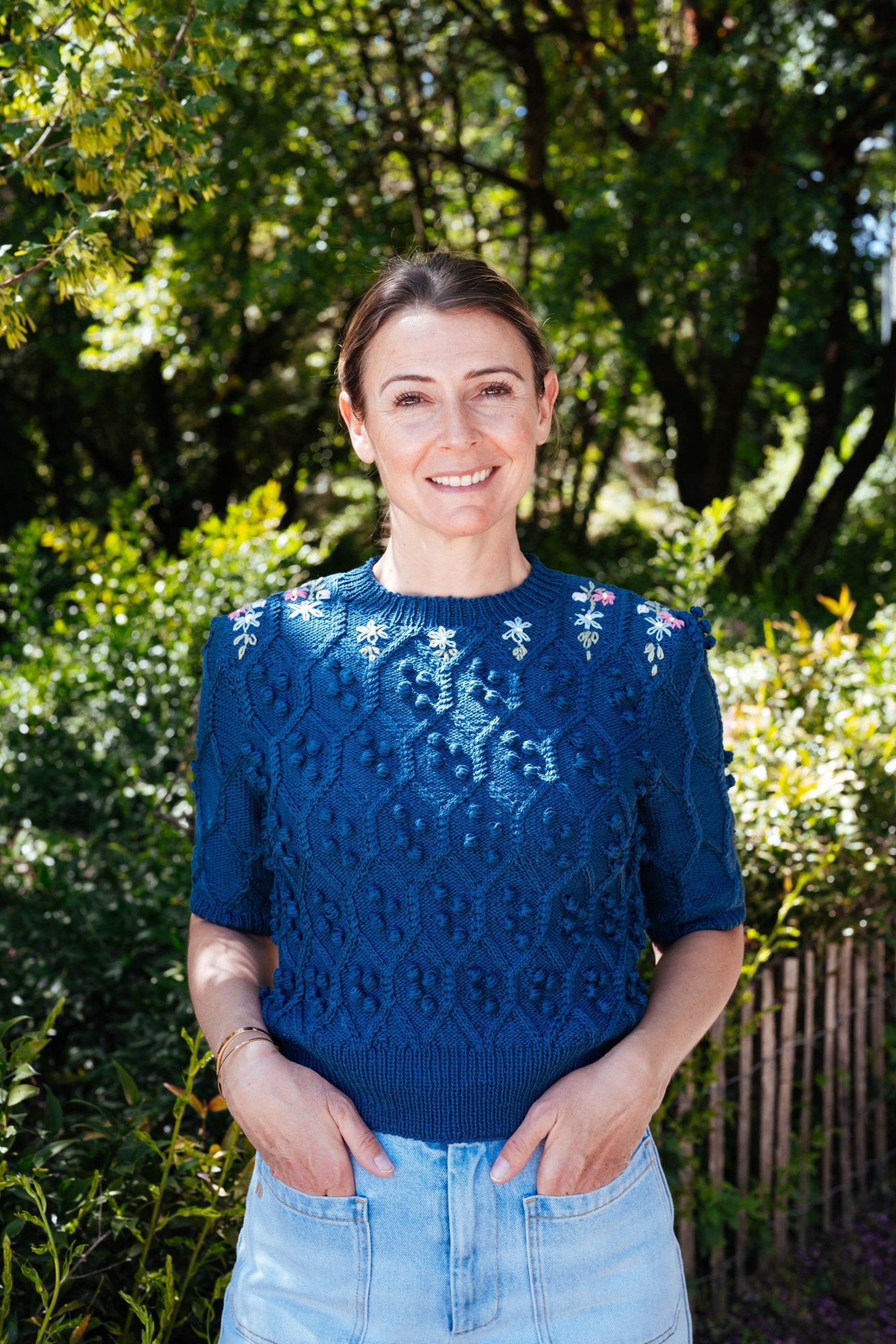 DELIA Alpine Blue Jumper | Hand-Knitted Mercerized Cotton