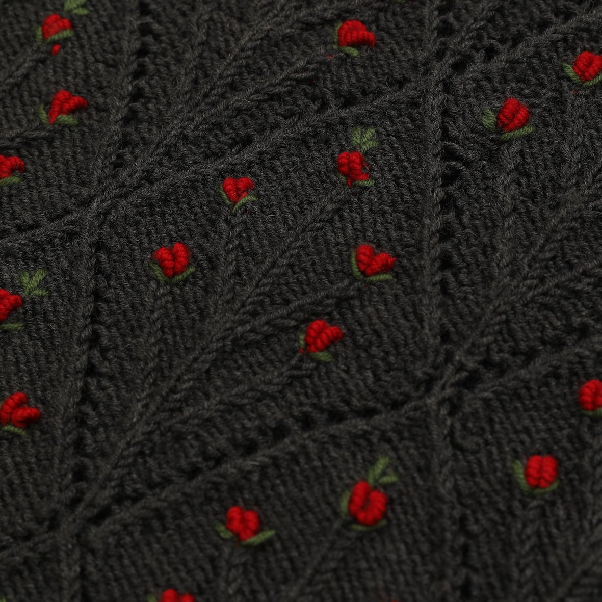 LISA Collar Merino with Hand - Embroidered Red Flowers - MICHAELA BUERGER