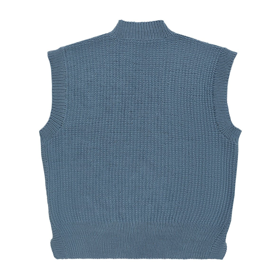 ROSIE Vest – Hand - Knitted Merino Wool with Rose Embroidery in Ice Blue - MICHAELA BUERGER