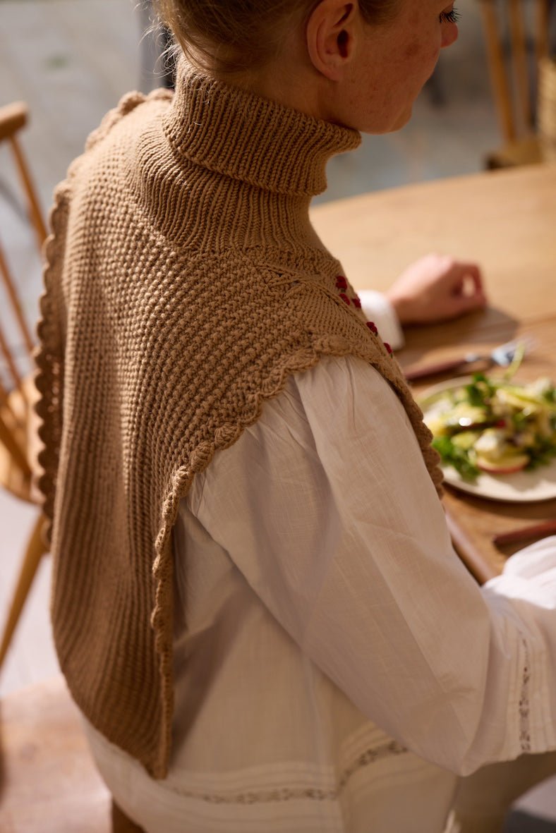 LISA Collar Merino with Hand - Embroidered Red Flowers - MICHAELA BUERGER