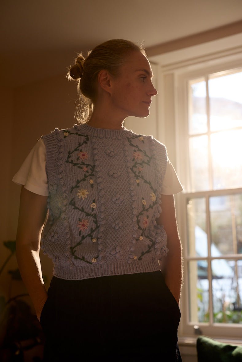 【MICHAELA BUERGER】グレー　ニット　トレーナー　サイズS I_LOVE_PARIS Sweatshirt