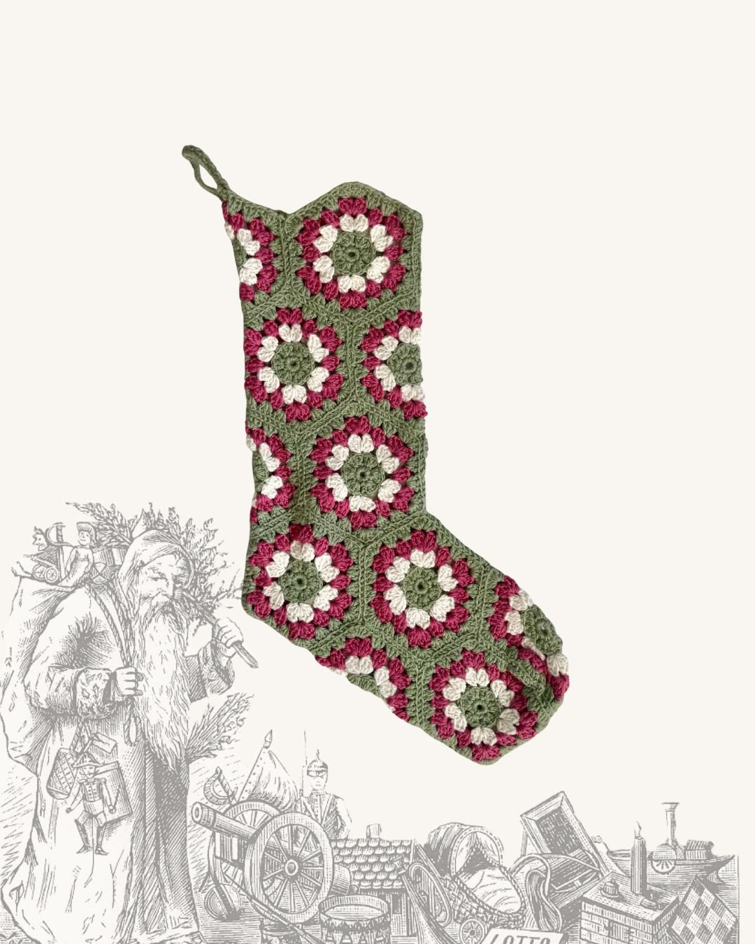 Heirloom Granny Square Christmas Stocking – Alpine Rose - MICHAELA BUERGER