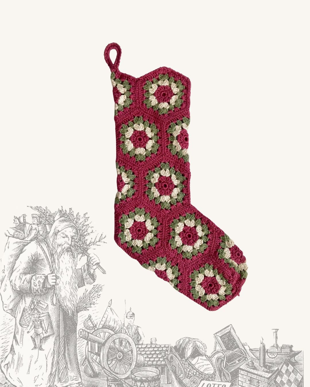 Heirloom Granny Square Christmas Stocking – Winter Berry - MICHAELA BUERGER