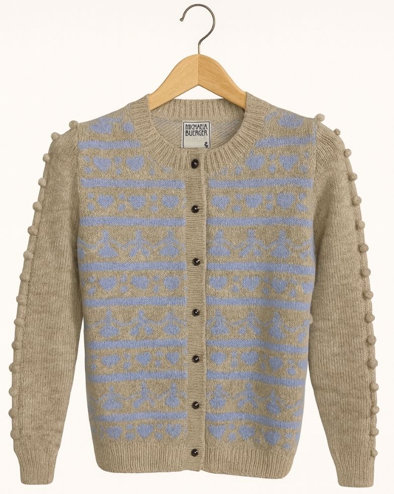 ANNA Jacquard Cardigan in Oatmeal - MICHAELA BUERGER