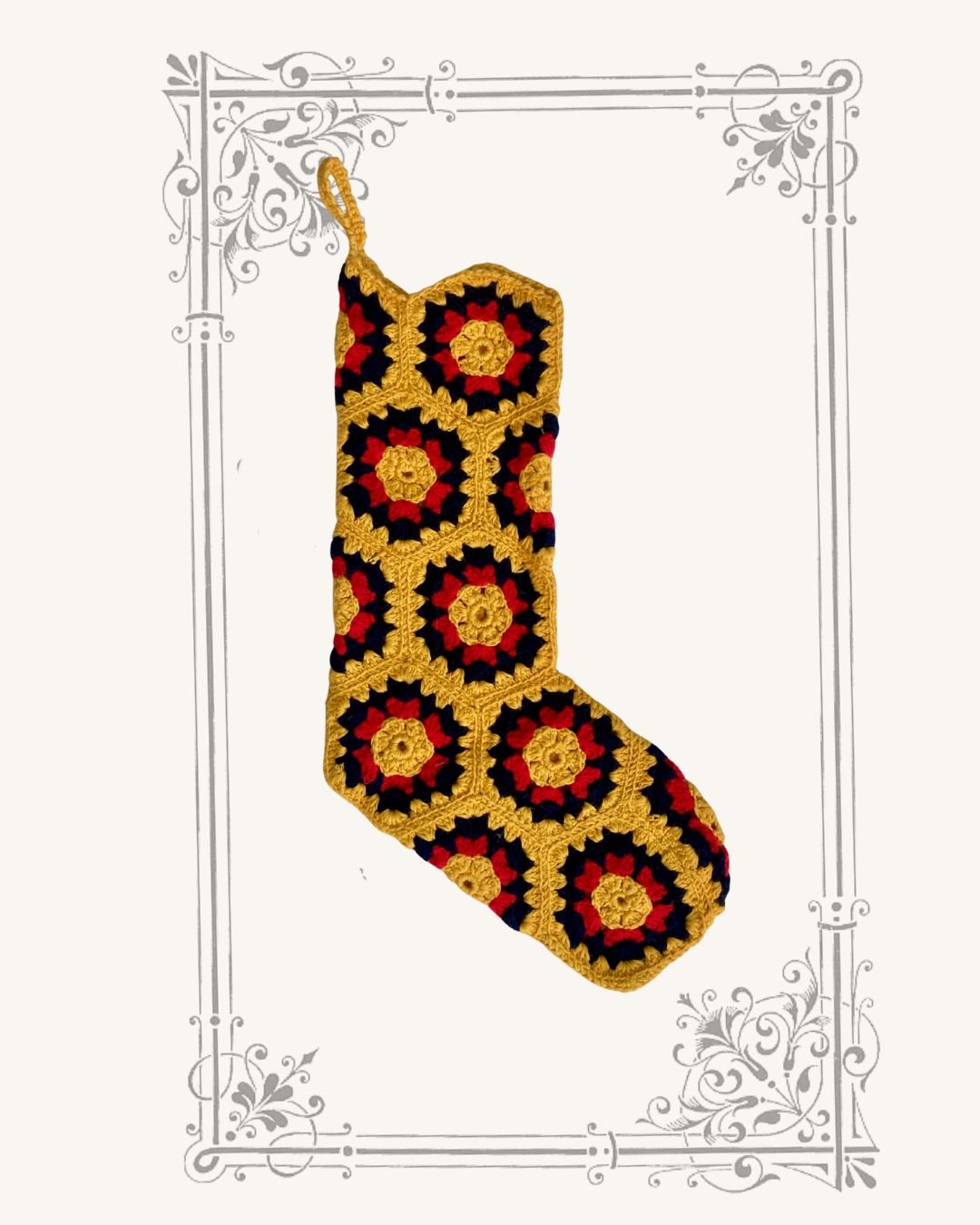 Heirloom Granny Square Christmas Stocking – Golden Midnight - MICHAELA BUERGER