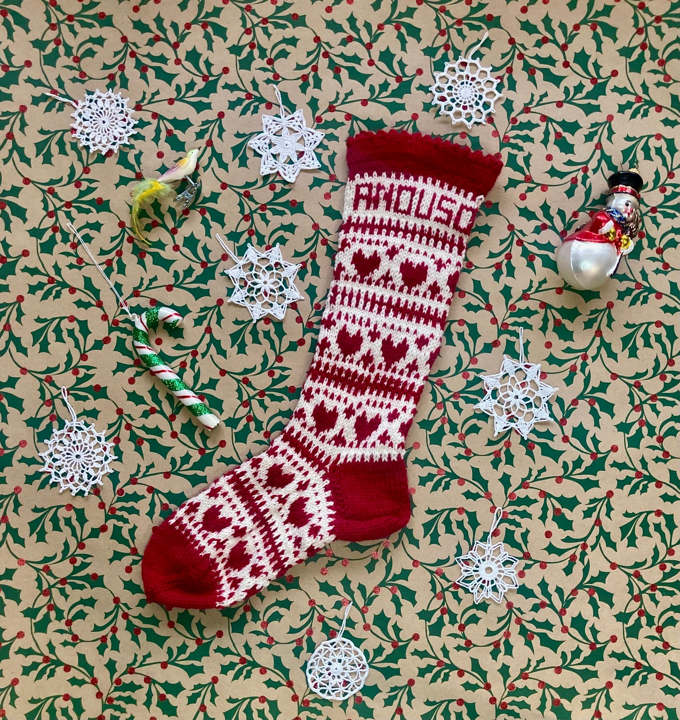 HAND-KNITTED CHRISTMAS STOCKING #1