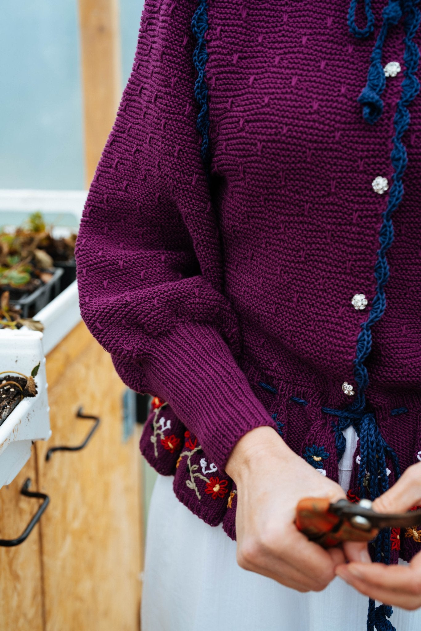 Alma Cardigan - Plum Organic Cotton - MICHAELA BUERGER