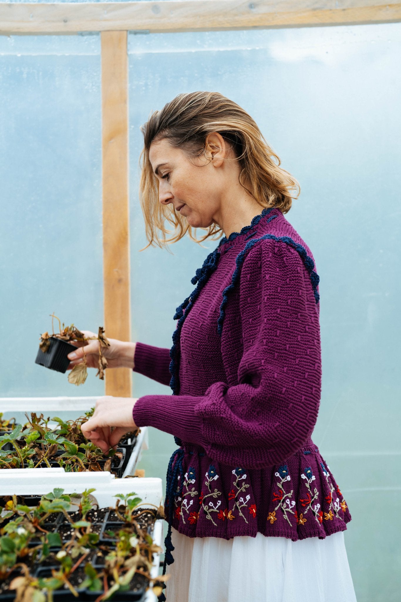 Alma Cardigan - Plum Organic Cotton - MICHAELA BUERGER