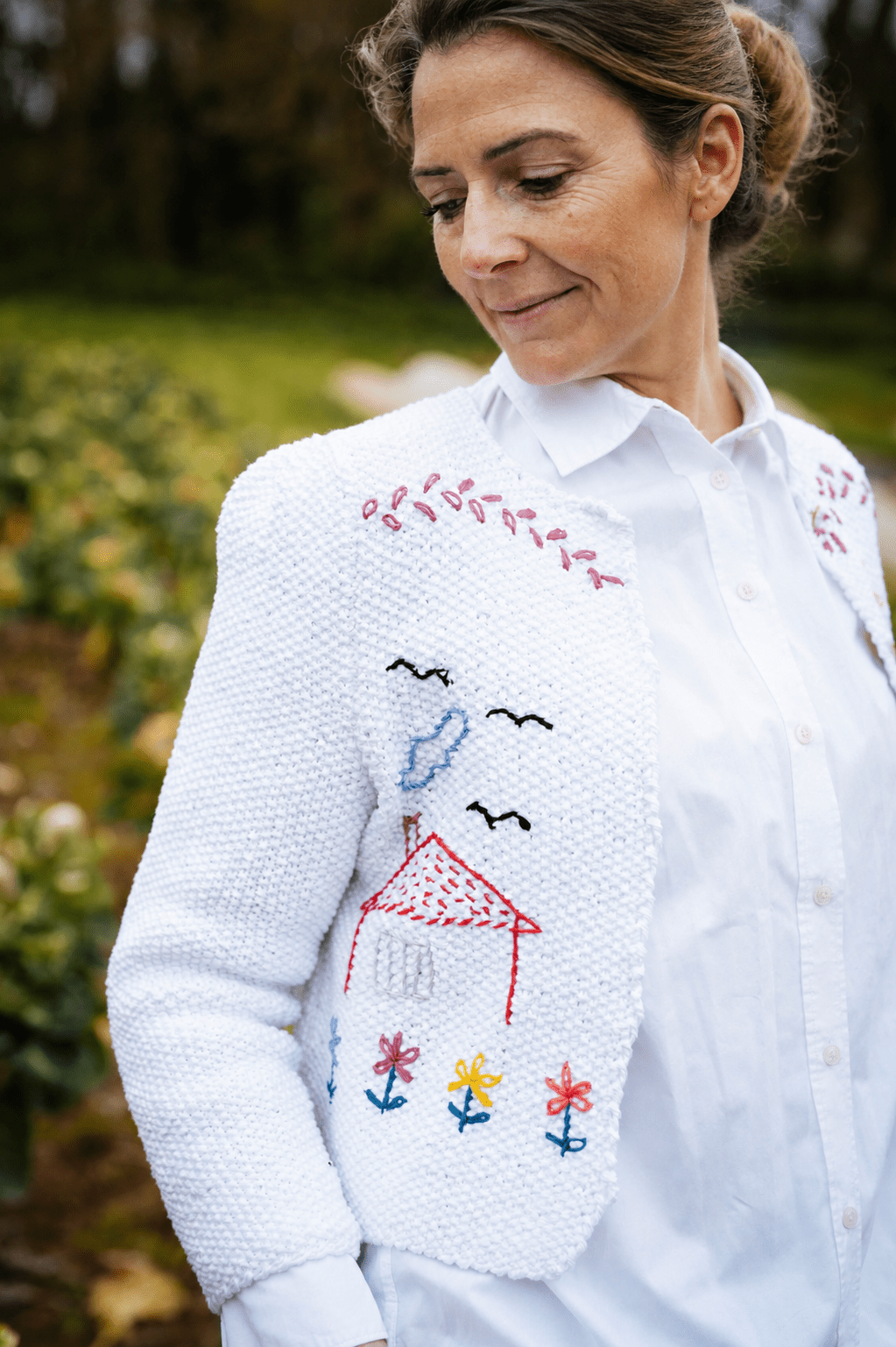 Alpine Heat Cardigan White – Hand‑Knitted Organic Cotton - MICHAELA BUERGER