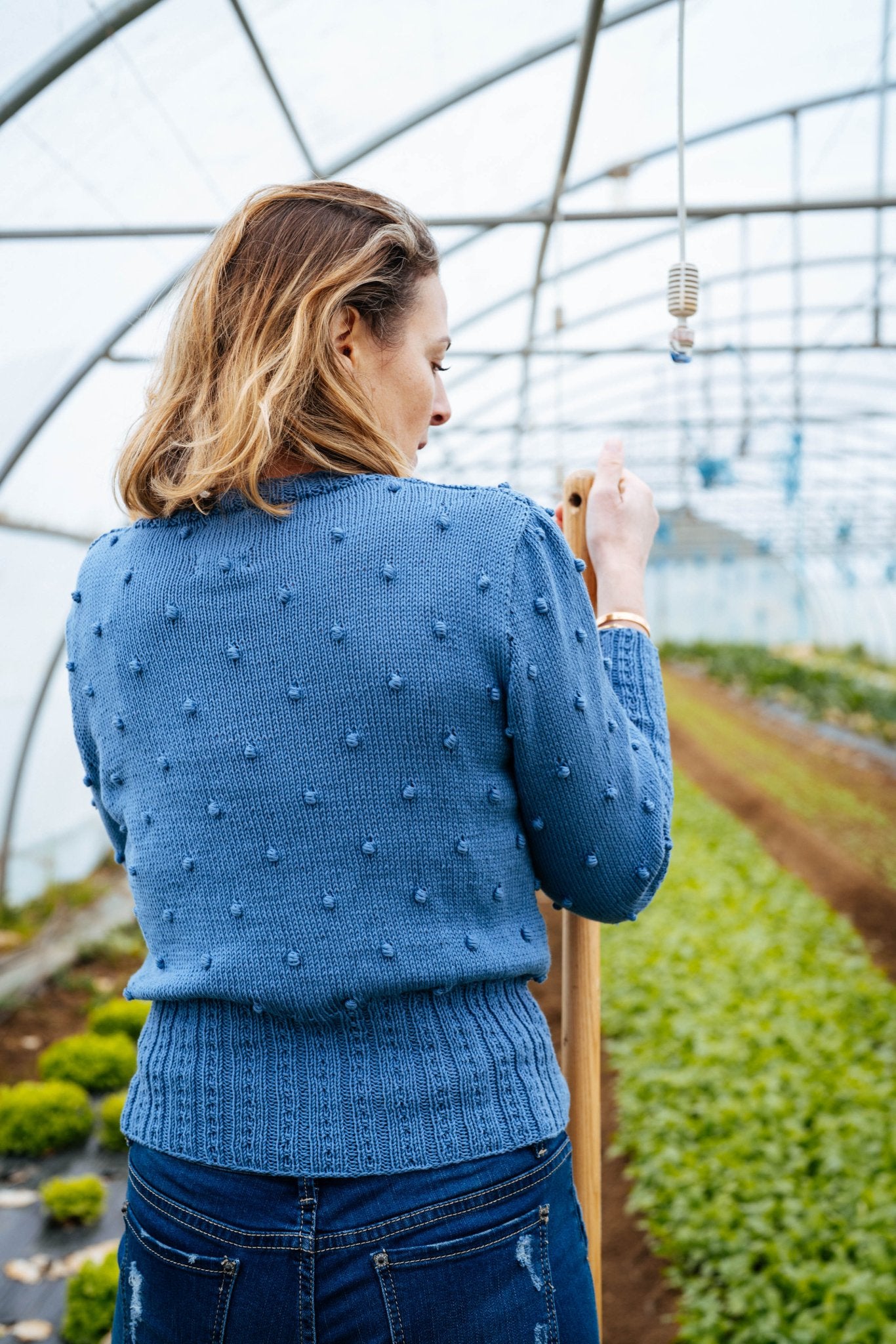 Burschi Jumper – Alpine Blue Organic Cotton Handknit - MICHAELA BUERGER