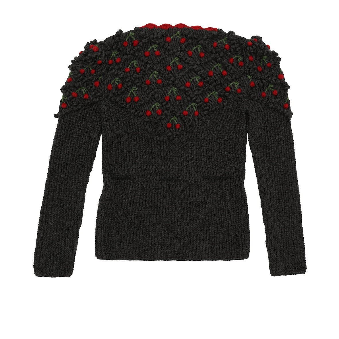 alpine inspired embroidered knit cardigan charcoal
