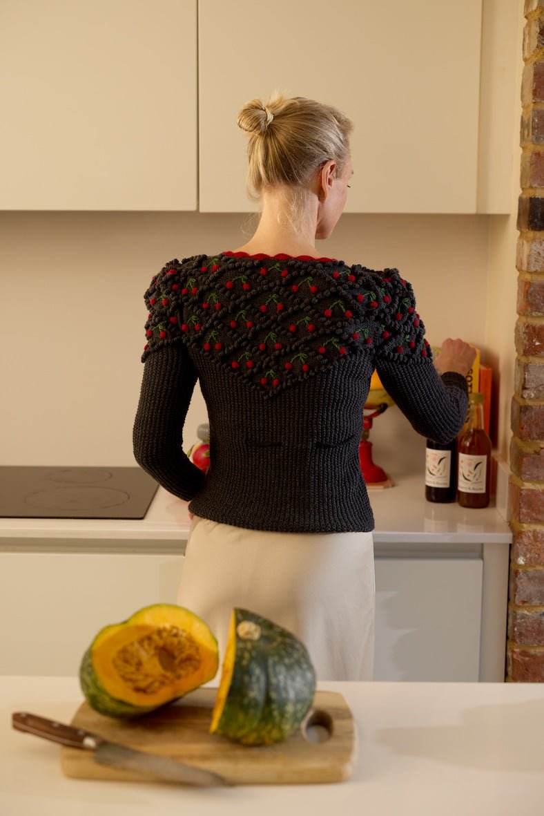 textured bobble knit charcoal cardigan