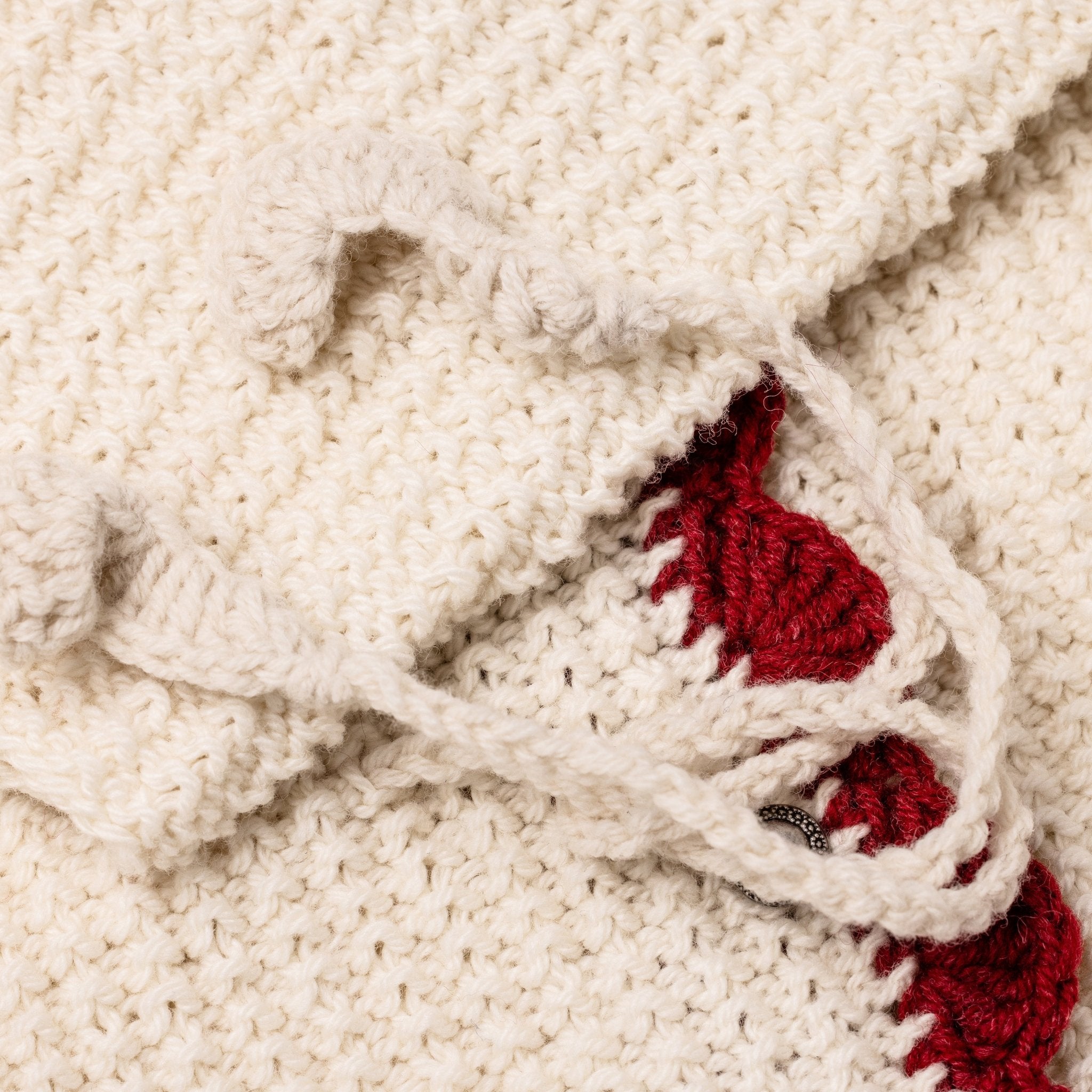 textured bobble knit cardigan cream white