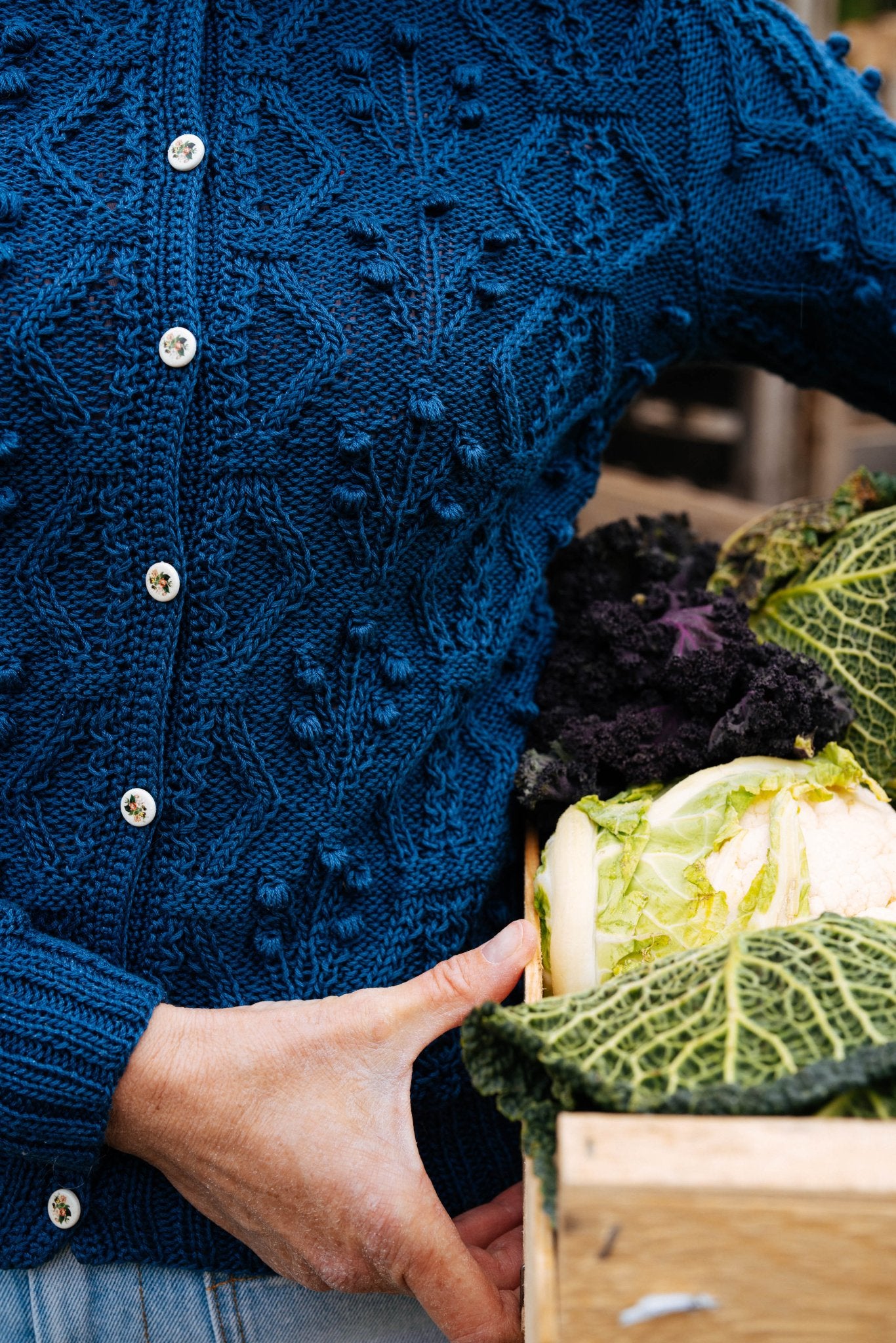 Finny Cardigan Alpine Sky Blue Cotton | Hand - Knitted Alpine Knit - MICHAELA BUERGER