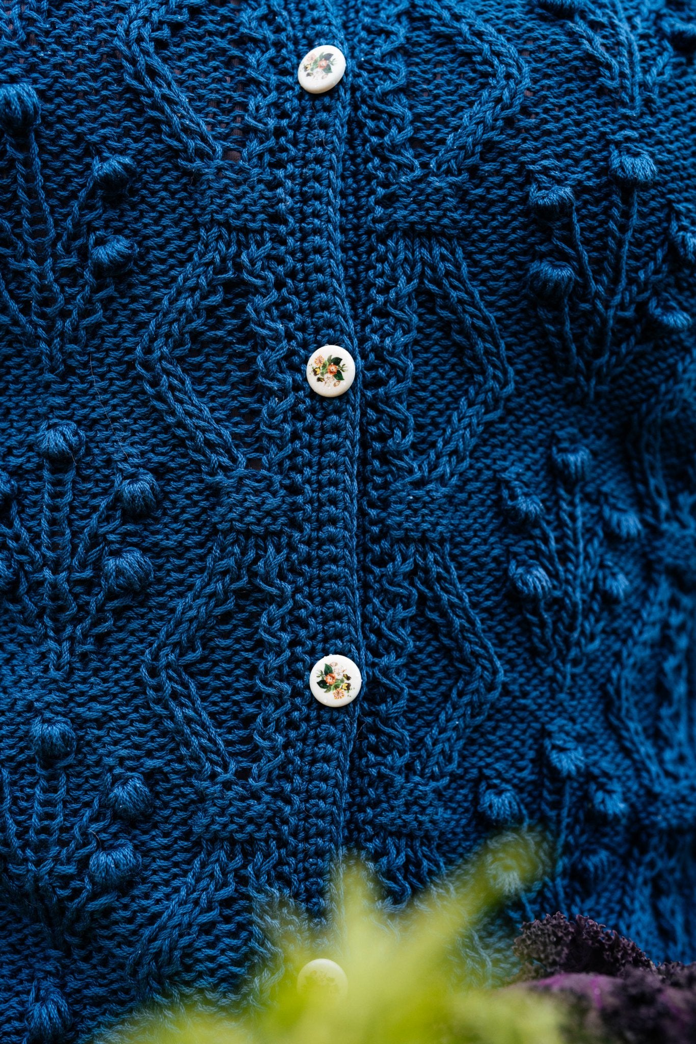 Finny Cardigan Alpine Sky Blue Cotton | Hand - Knitted Alpine Knit - MICHAELA BUERGER