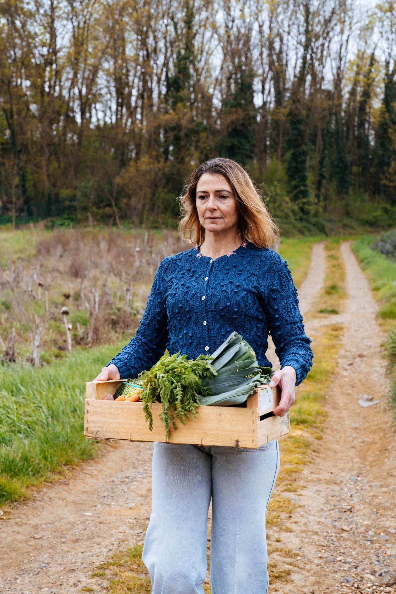 Finny Cardigan Alpine Sky Blue Cotton | Hand - Knitted Alpine Knit - MICHAELA BUERGER