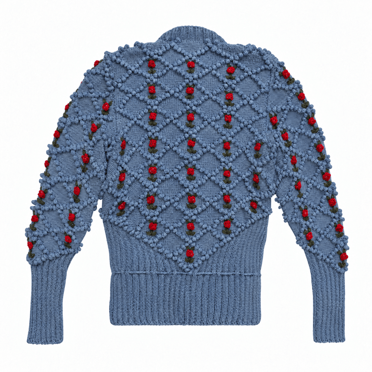 Karla Handknitted Merino Wool Cardigan - Smoky Blue - MICHAELA BUERGER