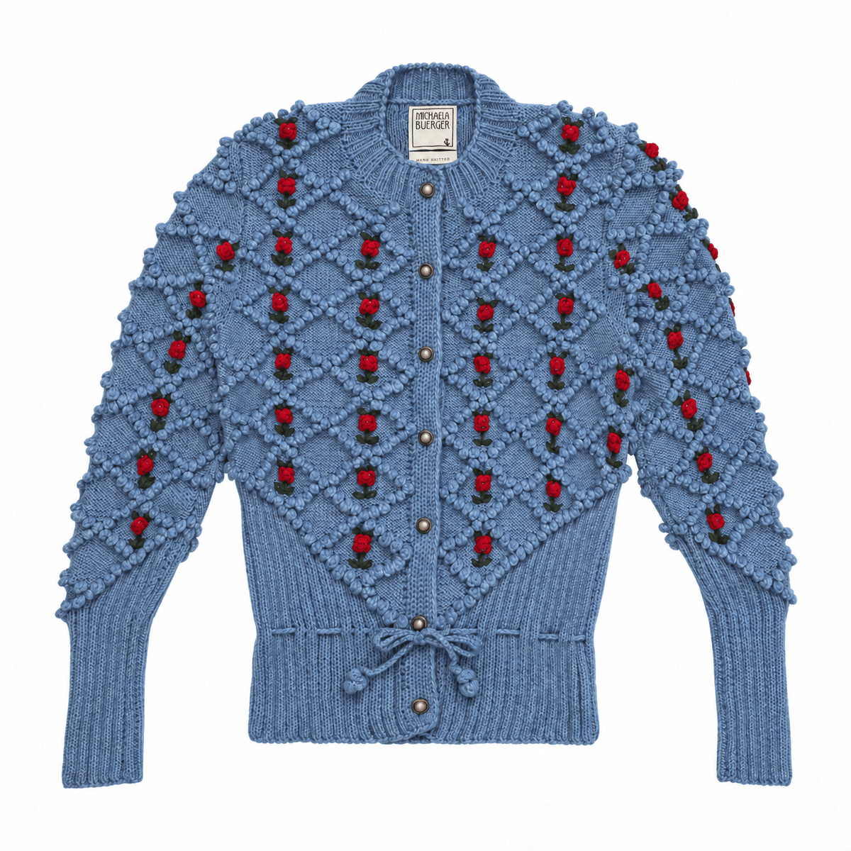 Karla Handknitted Merino Wool Cardigan - Smoky Blue - MICHAELA BUERGER