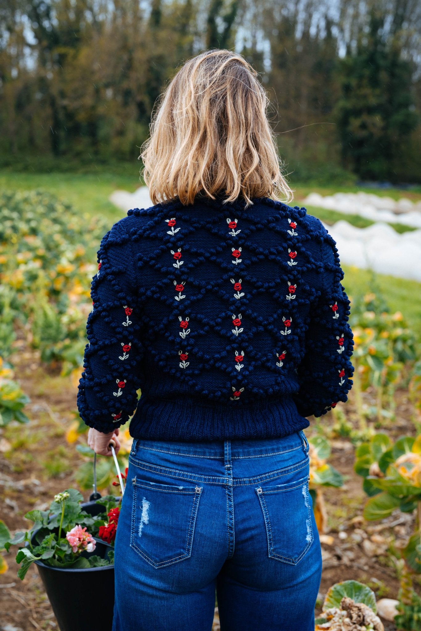 Karla Cardigan Dark Blue | Hand-Knitted Mercerized Cotton Cardigan
