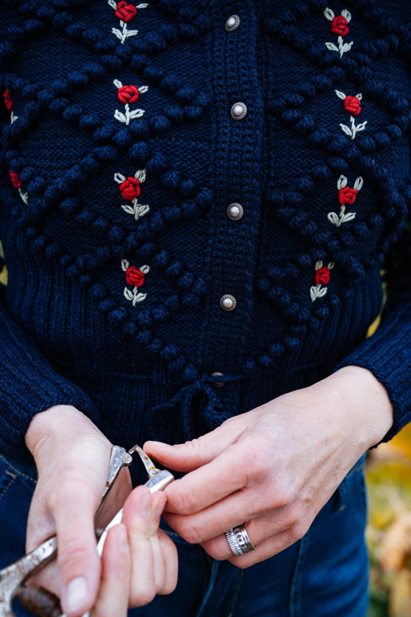 Karla Cardigan Dark Blue | Hand-Knitted Mercerized Cotton Cardigan