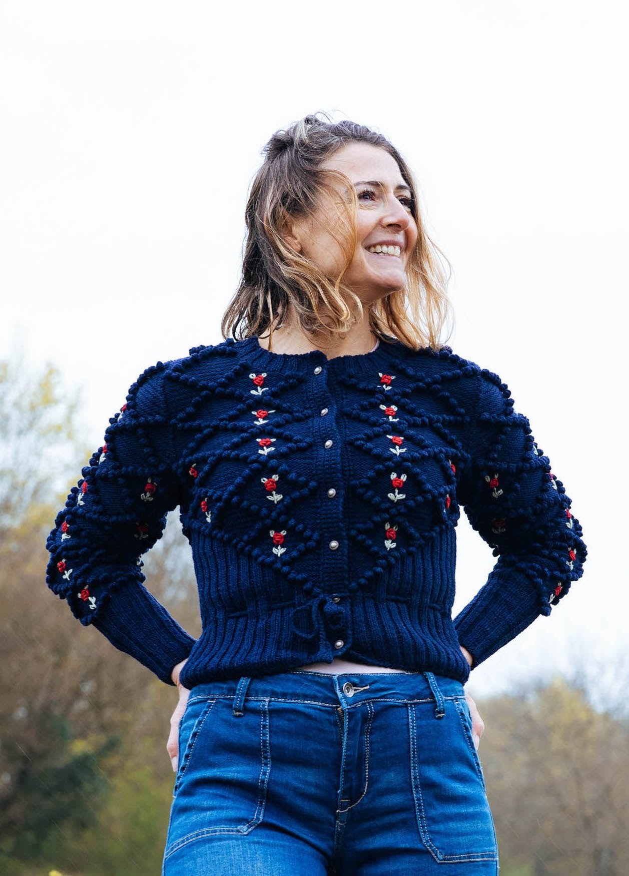 Karla Cardigan Dark Blue | Hand - Knitted Mercerized Cotton - MICHAELA BUERGER