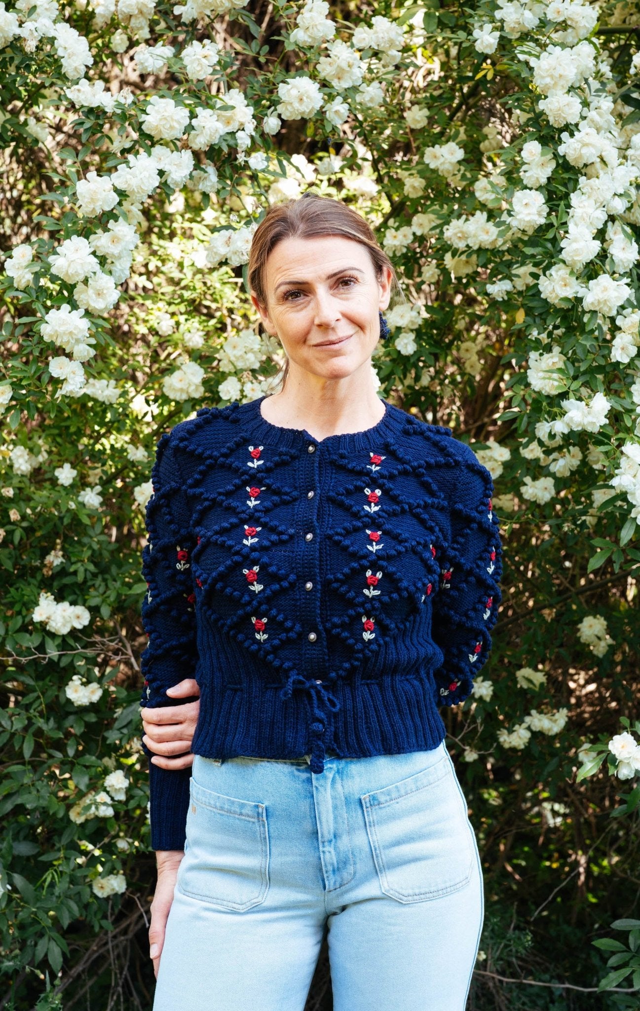 Karla Cardigan Dark Blue – Hand‑Knitted Mercerized Cotton - MICHAELA BUERGER