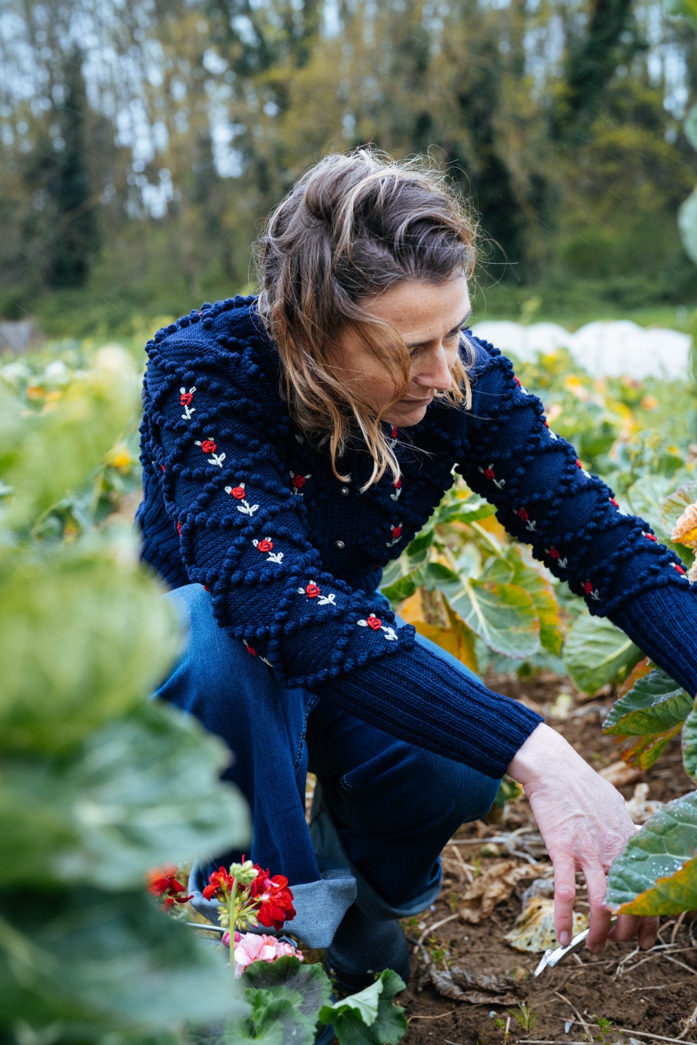 Karla Cardigan Dark Blue | Hand - Knitted Mercerized Cotton - MICHAELA BUERGER