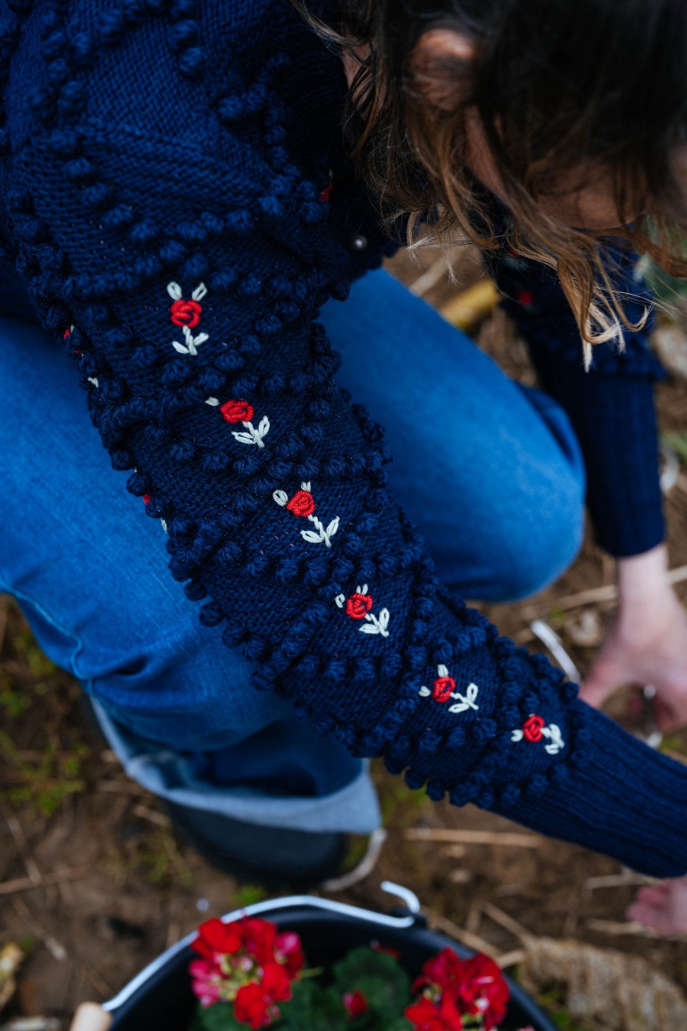 Karla Cardigan Dark Blue | Hand - Knitted Mercerized Cotton - MICHAELA BUERGER