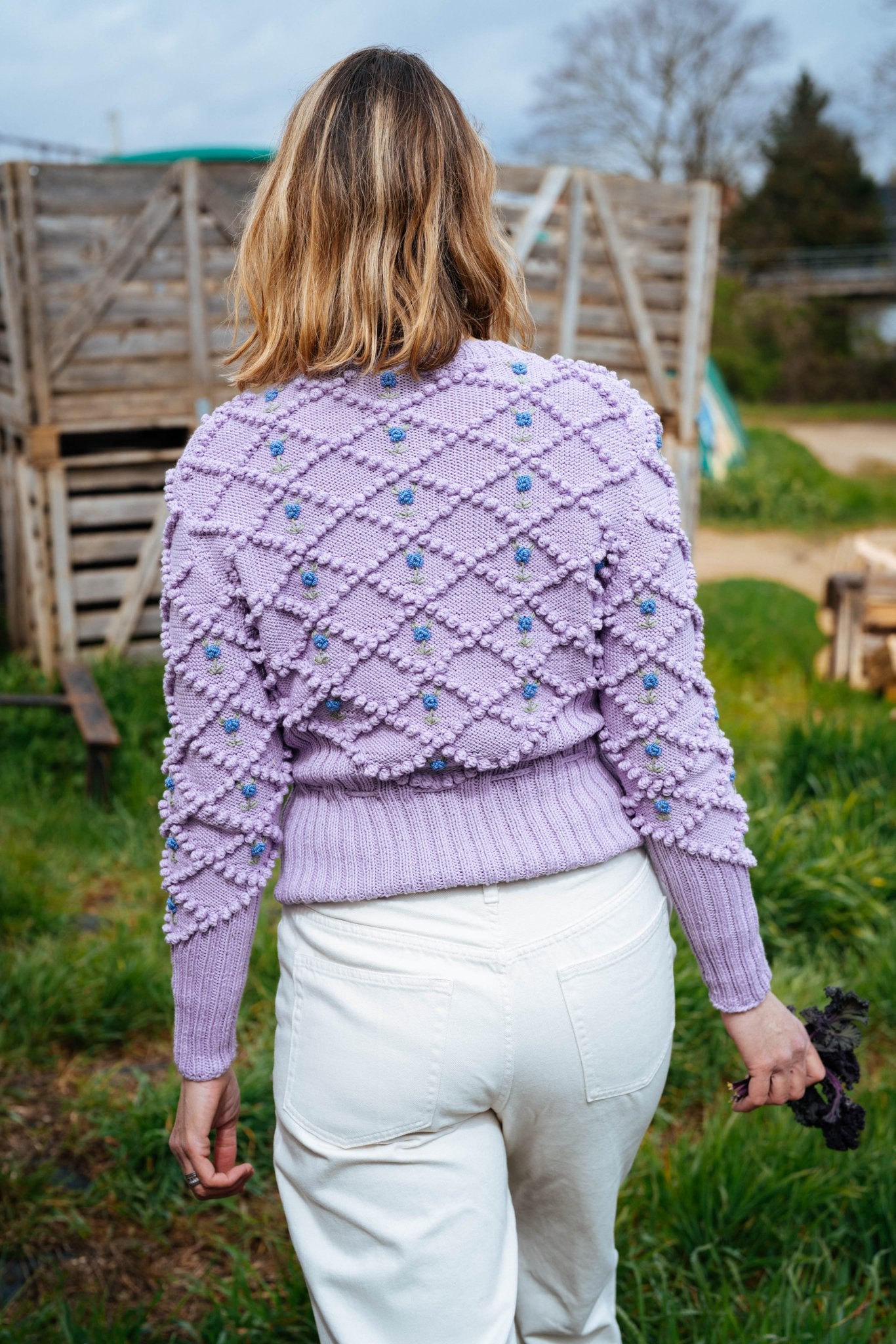 Karla Cardigan Lilac (Wood Violet) | Hand - Knitted Organic Cotton - MICHAELA BUERGER