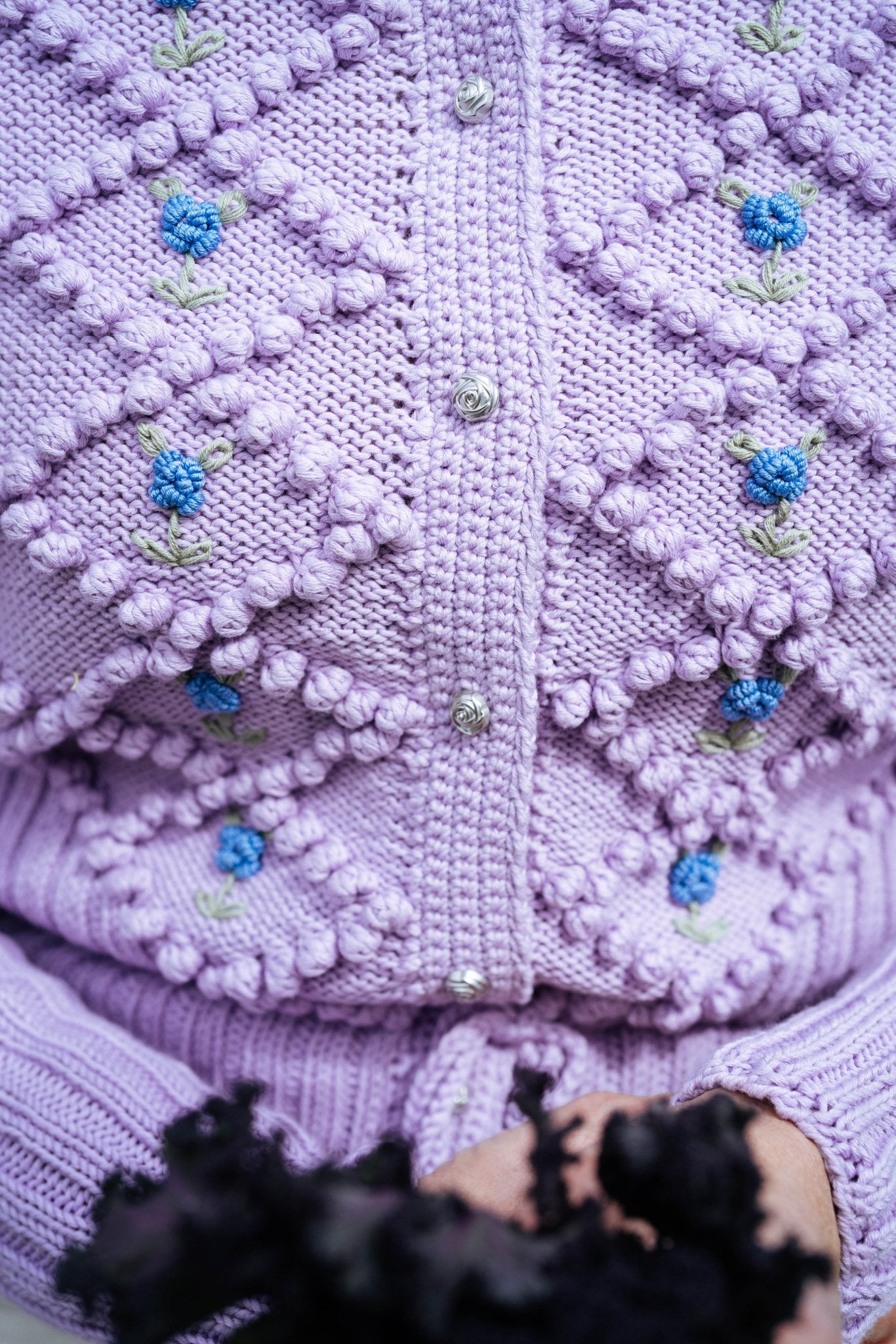 Karla Cardigan Lilac (Wood Violet) | Hand - Knitted Organic Cotton - MICHAELA BUERGER