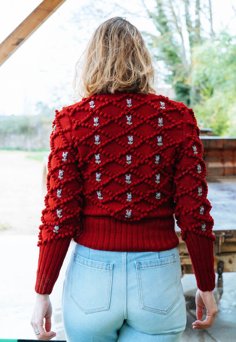 Karla Cardigan Grenade Red | Hand - Knitted Baby Merino Wool - MICHAELA BUERGER