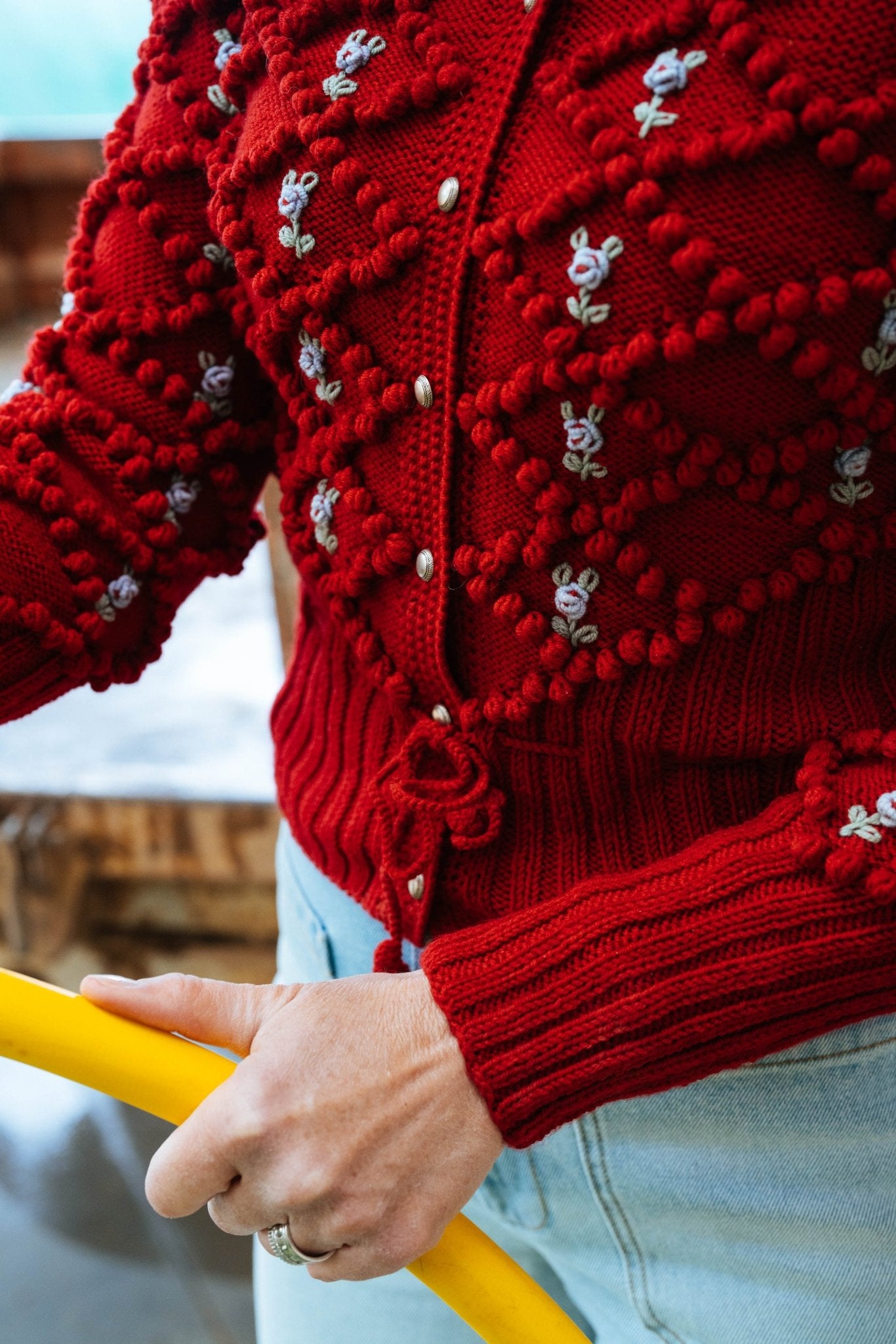 Karla Cardigan Grenade Red | Hand - Knitted Baby Merino Wool - MICHAELA BUERGER