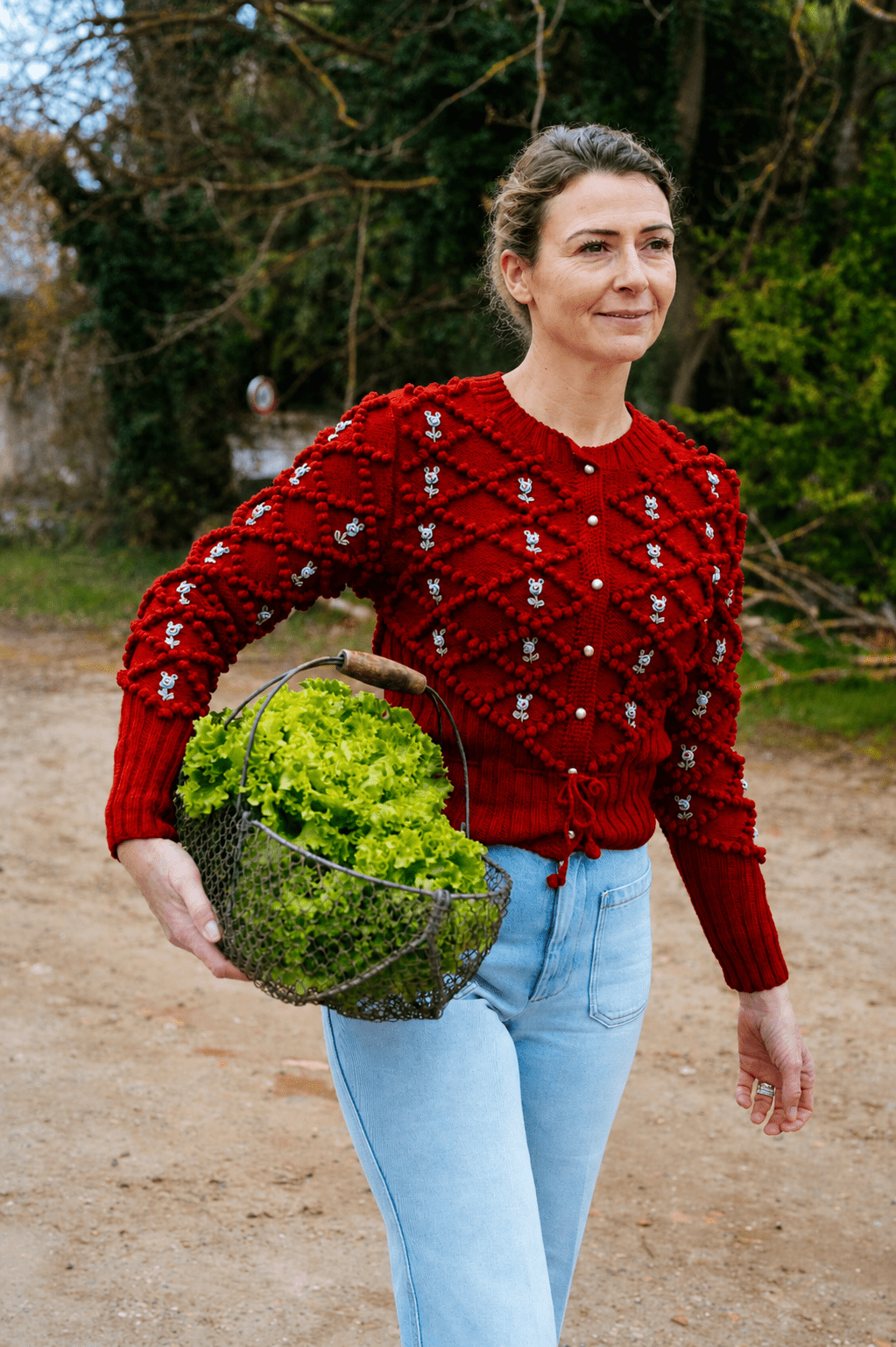 Karla Cardigan Grenade Red – Hand‑Knitted Mercerized Cotton - MICHAELA BUERGER