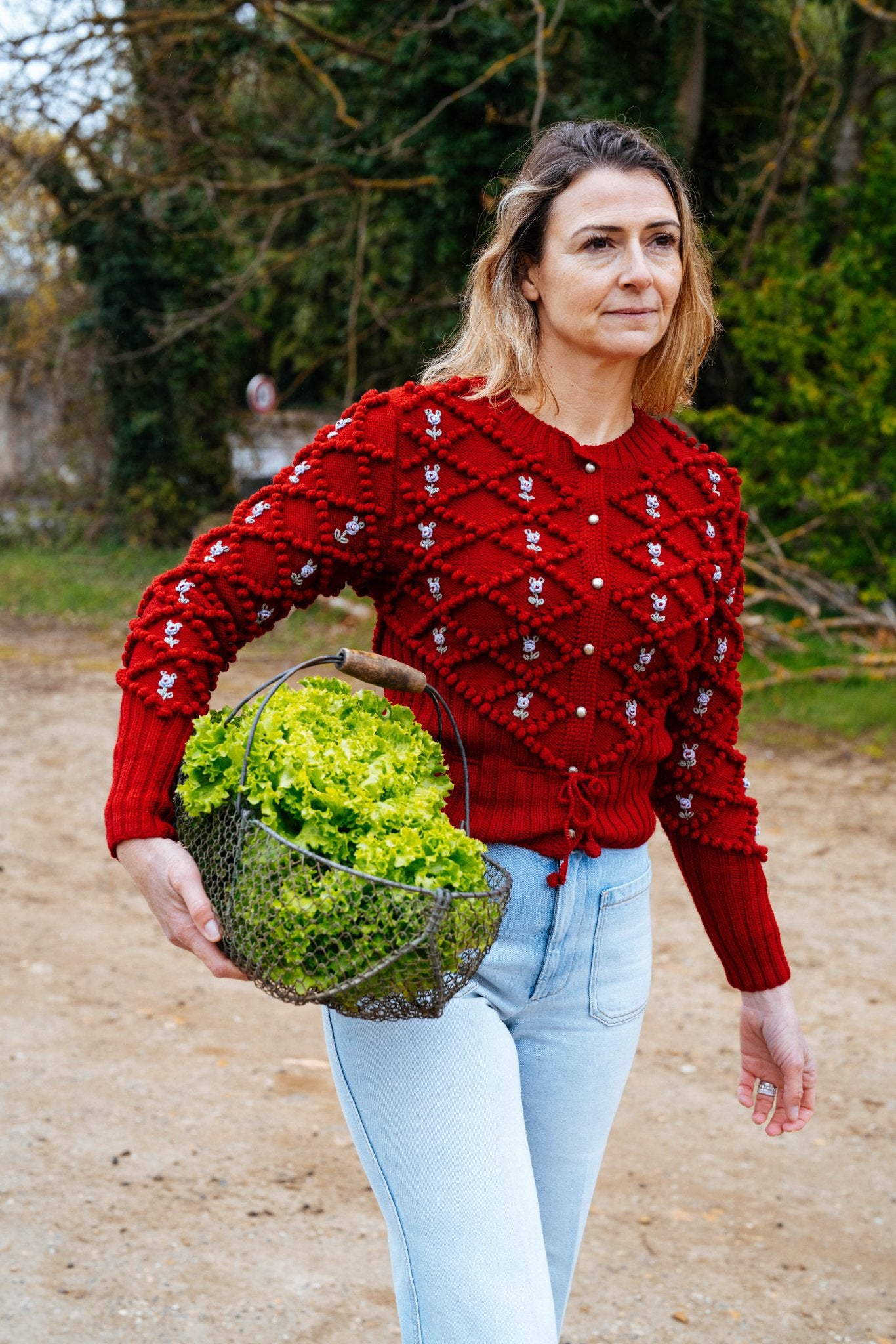 Karla Cardigan Grenade Red | Hand - Knitted Baby Merino Wool - MICHAELA BUERGER