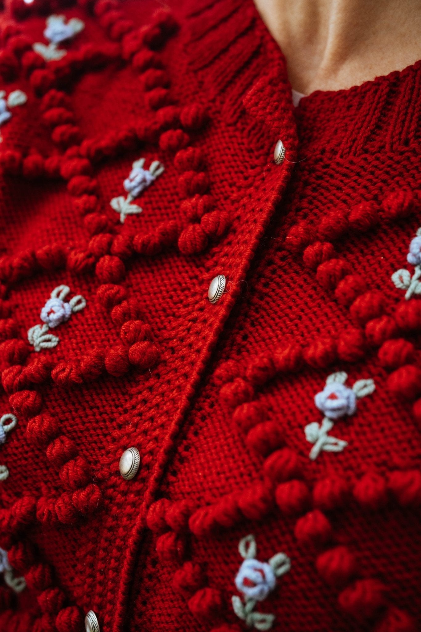 Karla Cardigan Grenade Red | Hand - Knitted Baby Merino Wool - MICHAELA BUERGER