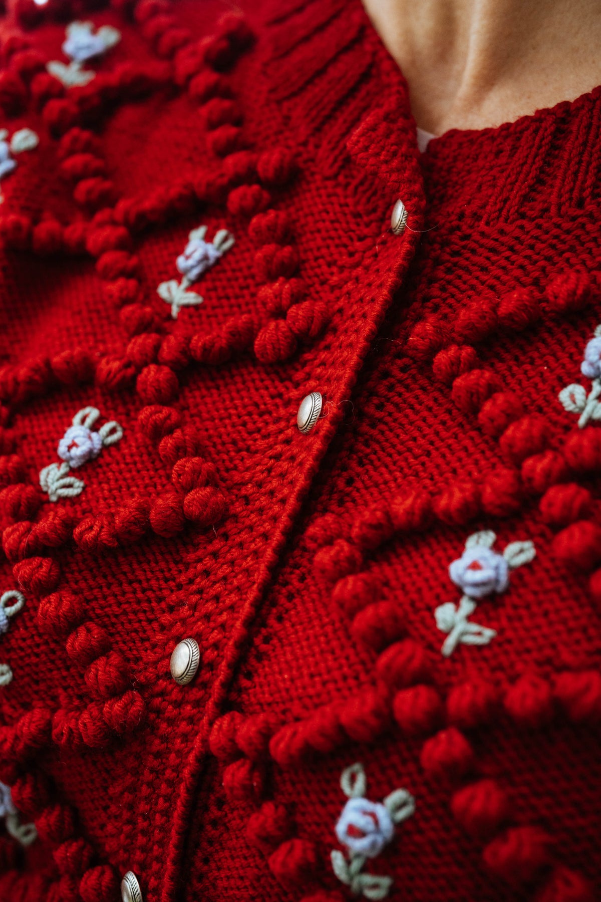 Karla Handknitted Merino Wool Cardigan - Grenade Red - MICHAELA BUERGER