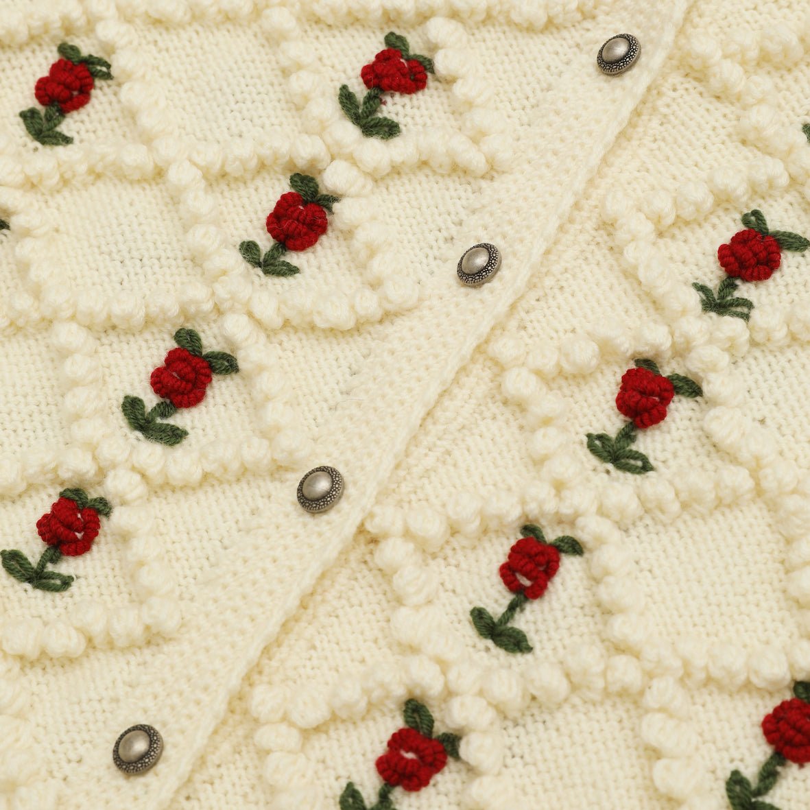 cream white bobble knit merino wool cardigan texture