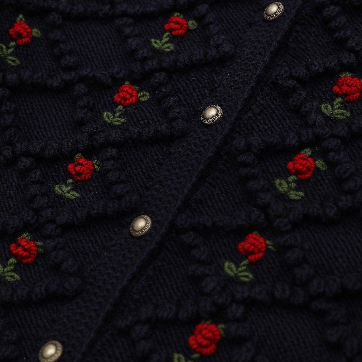 textured alpine knit cardigan deep blue merino wool