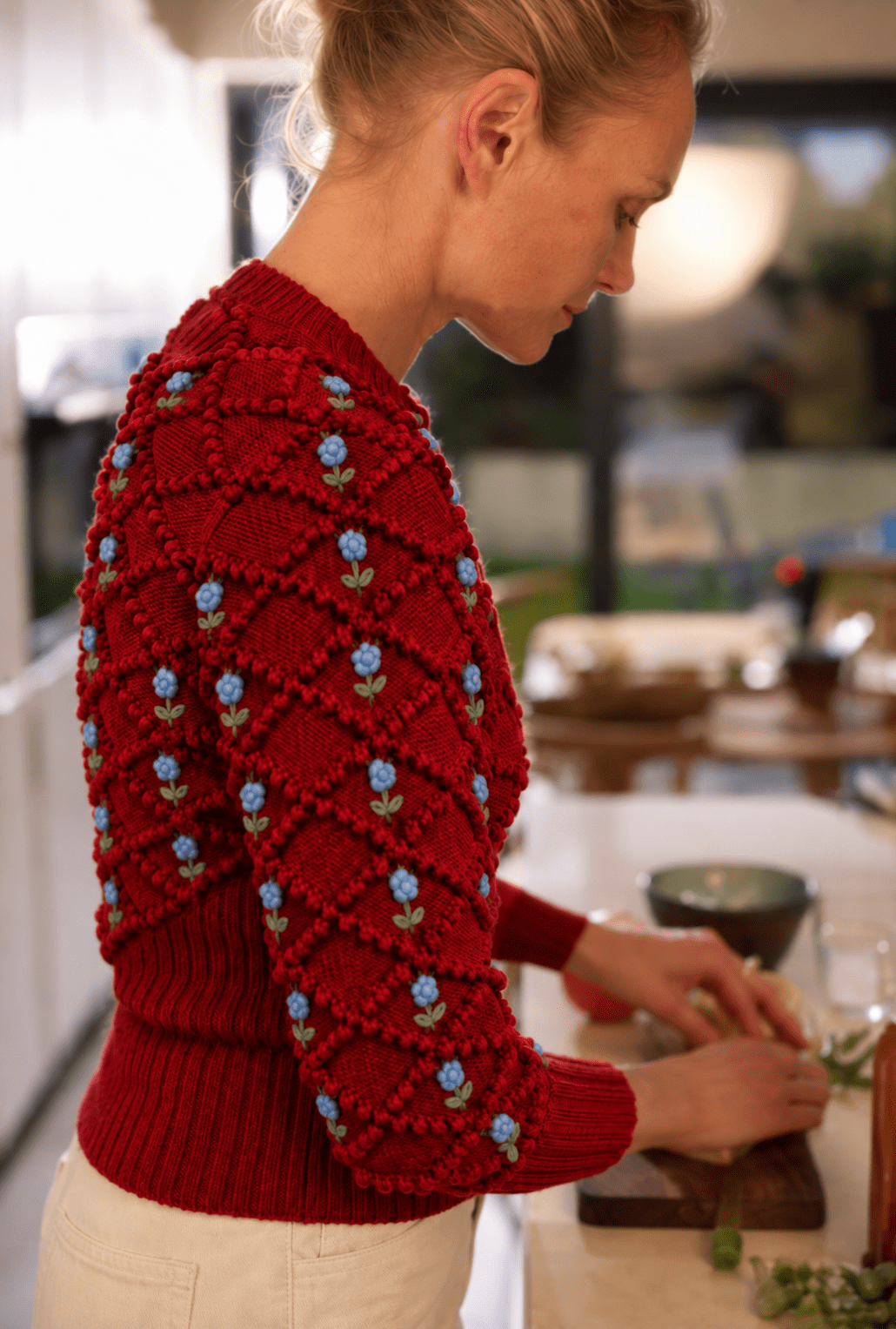 Karla Handknitted Merino Wool Cardigan - Grenade Red - MICHAELA BUERGER