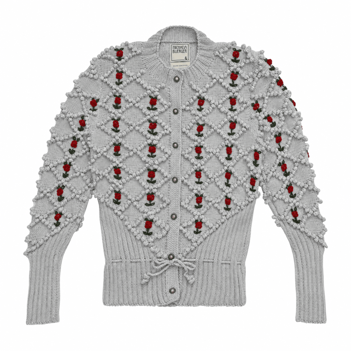Karla Handknitted Merino Wool Cardigan - Light Grey - MICHAELA BUERGER