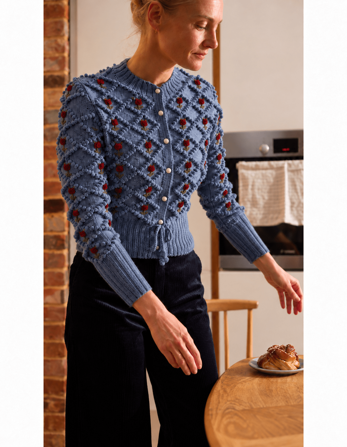 Karla Handknitted Merino Wool Cardigan - Smoky Blue - MICHAELA BUERGER