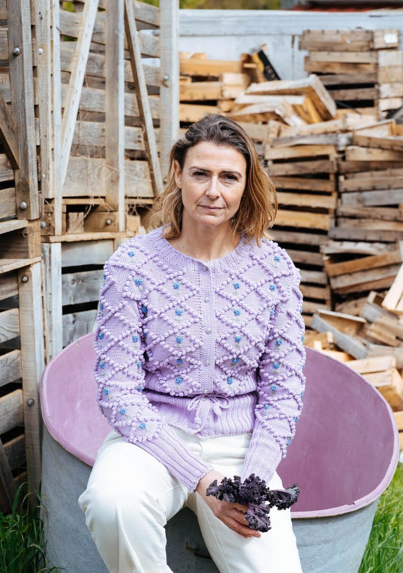 Karla Cardigan Lilac (Wood Violet) | Hand - Knitted Organic Cotton - MICHAELA BUERGER