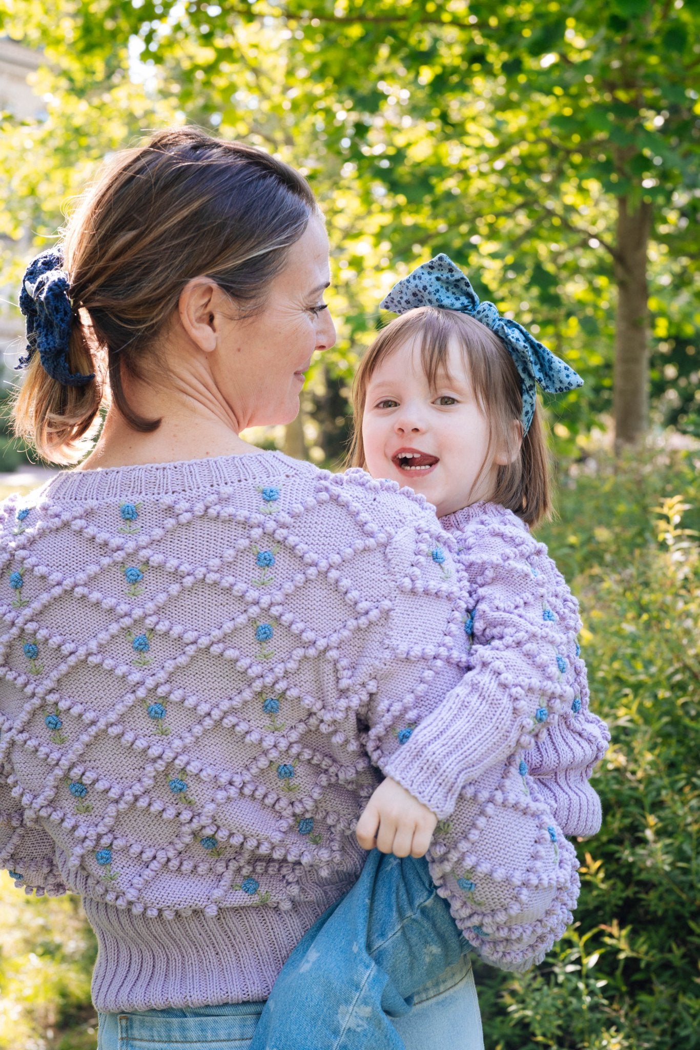 MINI KARLA — Hand - Knitted Girls Cardigan in Lilac - MICHAELA BUERGER