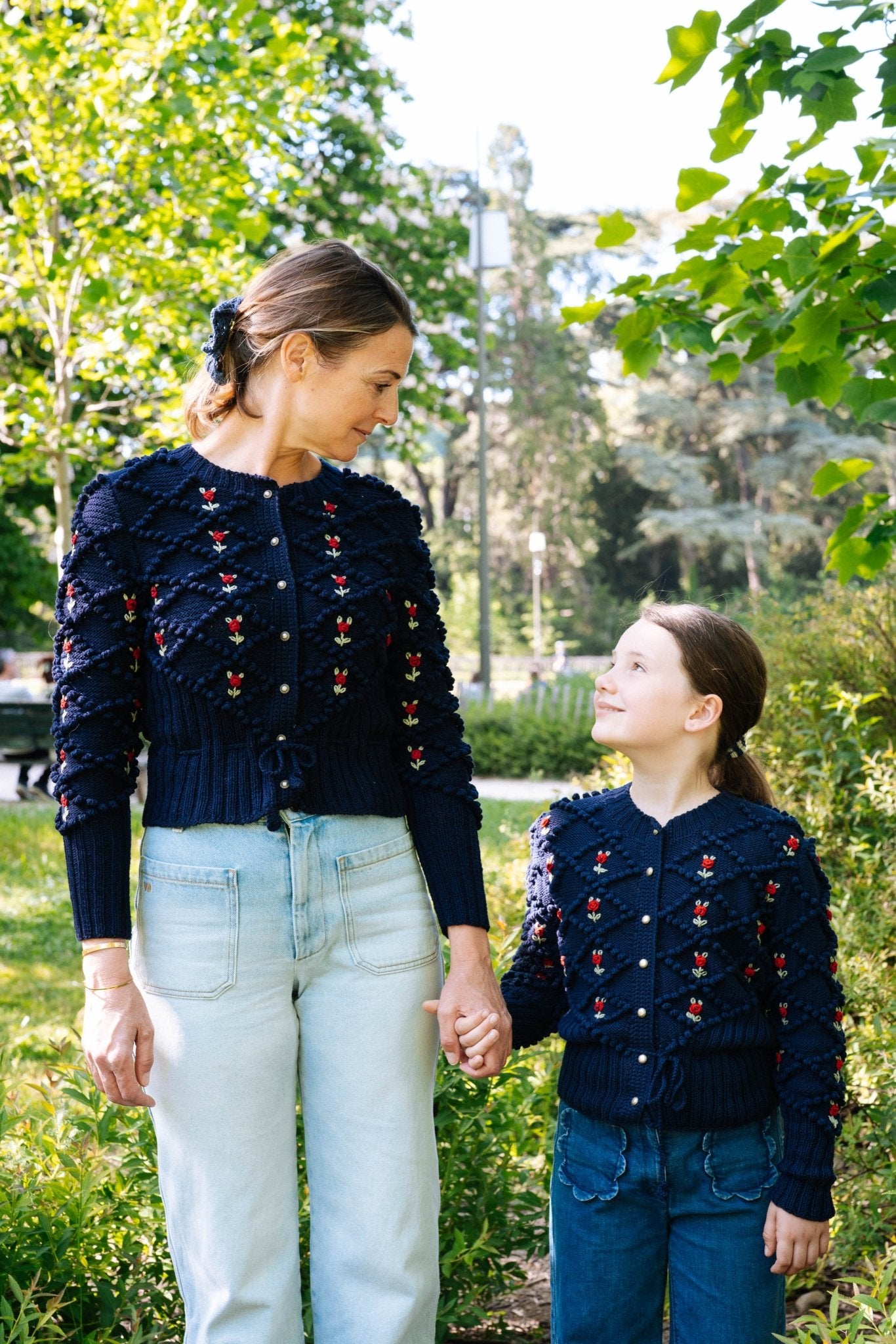 MINI KARLA — Hand - Knitted Girls Cardigan in Dark Blue - MICHAELA BUERGER