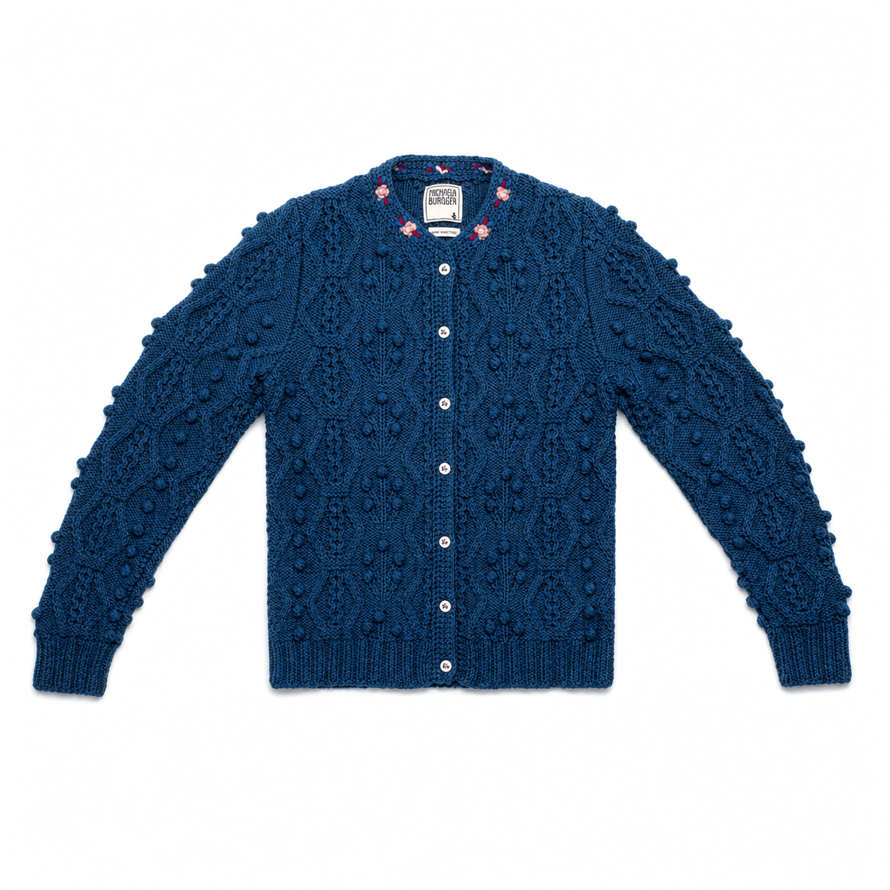 Finny Cardigan Alpine Sky Blue – Hand‑Knitted Organic Cotton - MICHAELA BUERGER