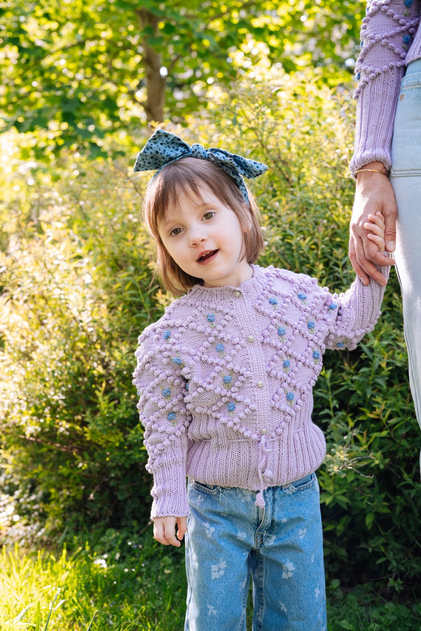 MINI KARLA — Hand - Knitted Girls Cardigan in Lilac - MICHAELA BUERGER