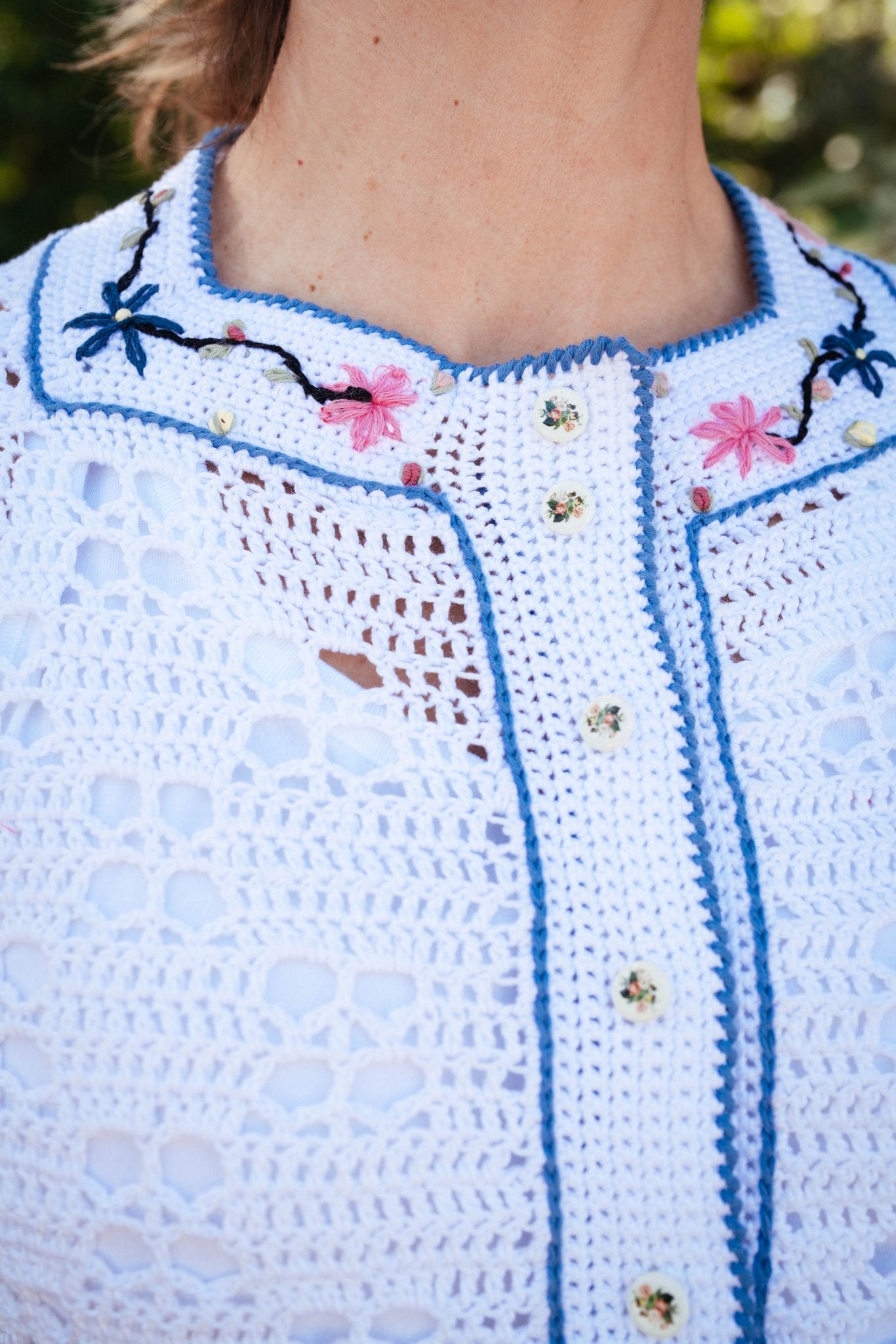 Mitzi Cropped Crochet Cardigan - Hand - Crocheted Organic Cotton - MICHAELA BUERGER