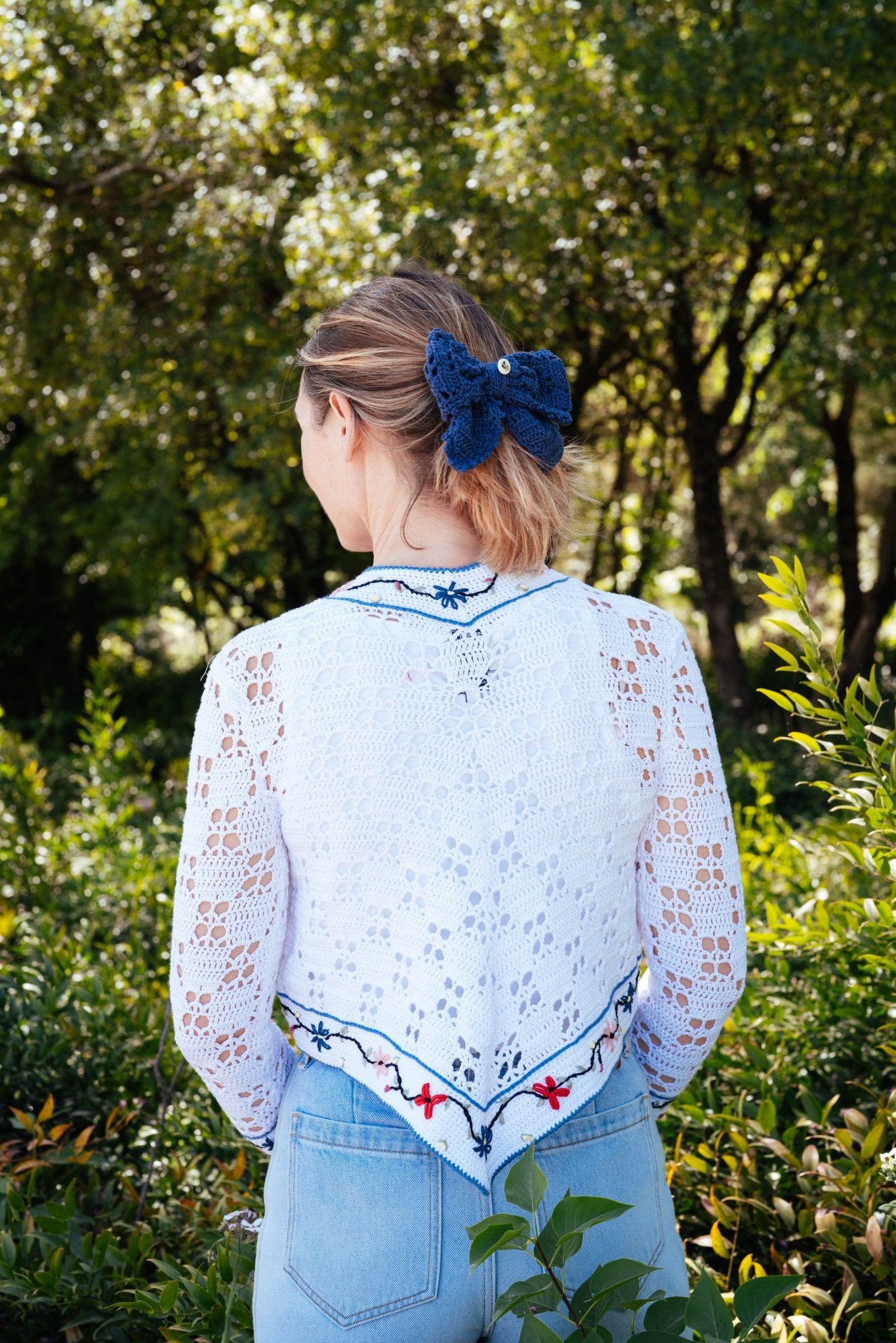 Mitzi Cropped Crochet Cardigan - Hand - Crocheted Organic Cotton - MICHAELA BUERGER
